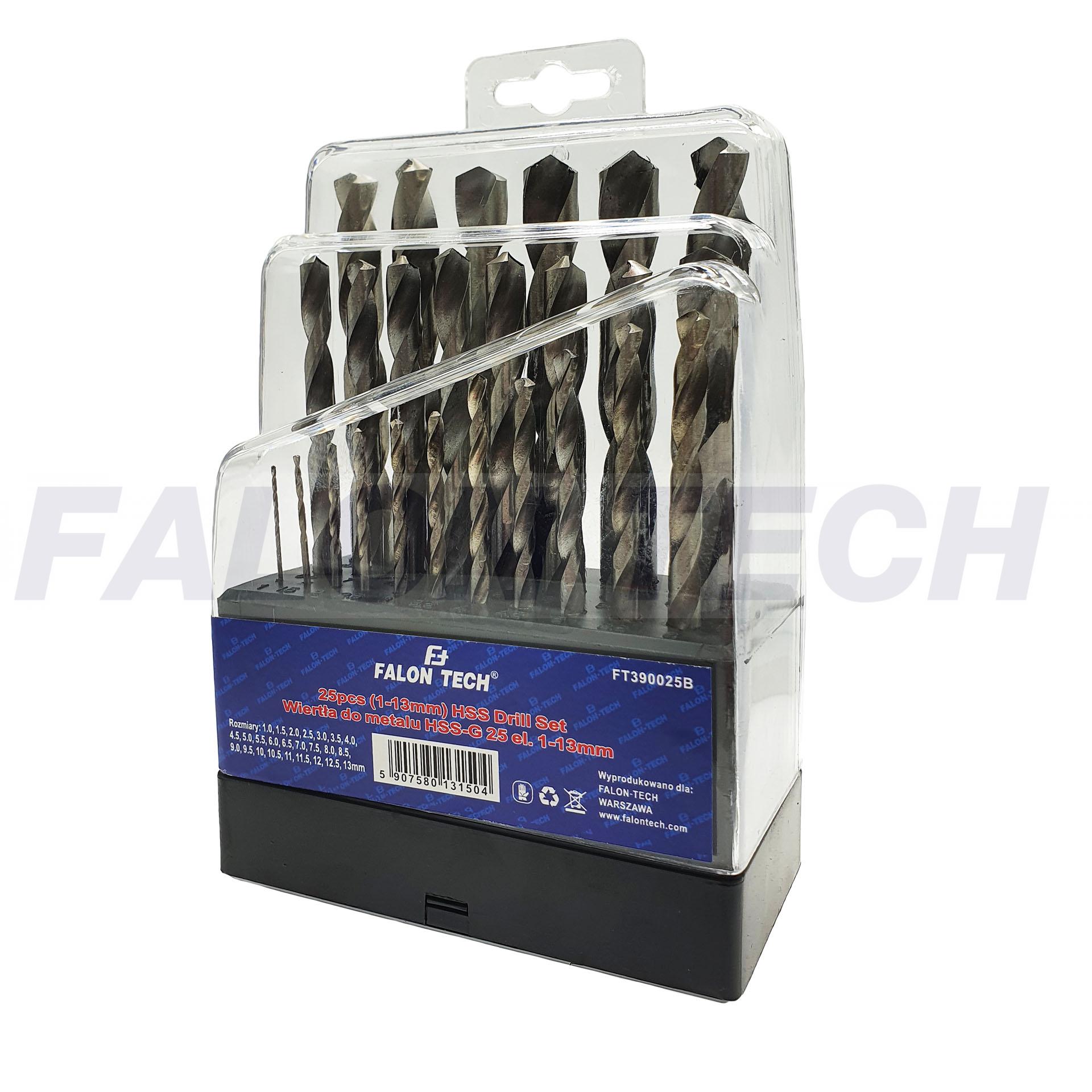 Свердла по металу HSS-G 25шт. 1-13мм Falon Tech FT390025B - Зображення 3